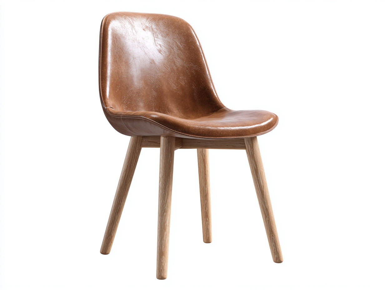 Sillas de comedor de cuero sintético 49x55x82 cm - marrón con patas de madera natural - diseño nórdico