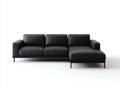 Sofás de esquina de piel sintética 255x165x76 cm - negro - estilo moderno