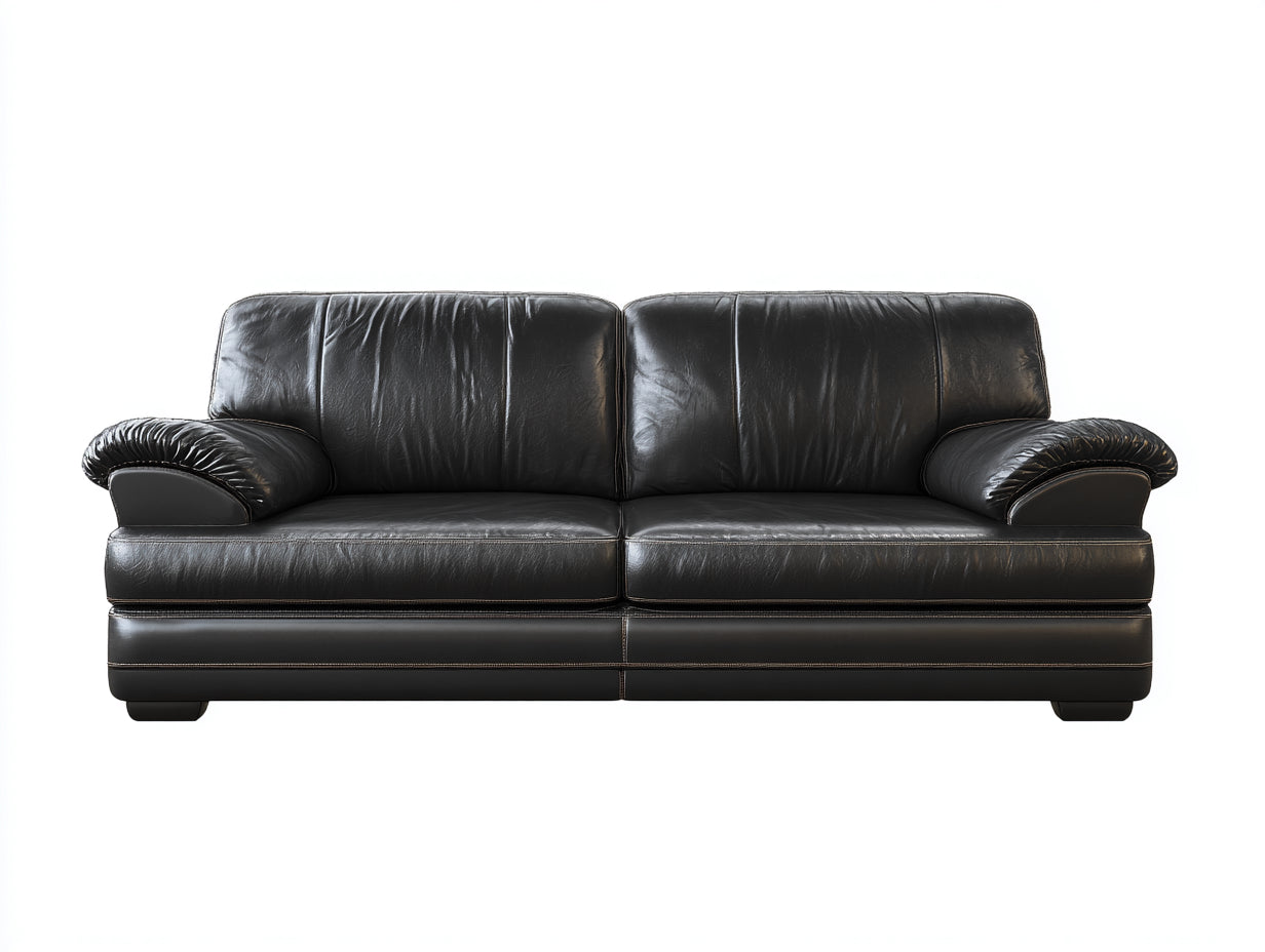 Sofás lineales de piel sintética 210x88x82 cm - negro - estilo clásico