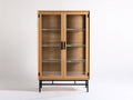 Vitrinas de madera 88x38x145 cm - marrón y negro con puertas de cristal - diseño moderno para comedor