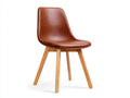 Sillas de comedor tapizadas en piel sintética 46x55x84 cm - marrón-madera natural - estilo moderno