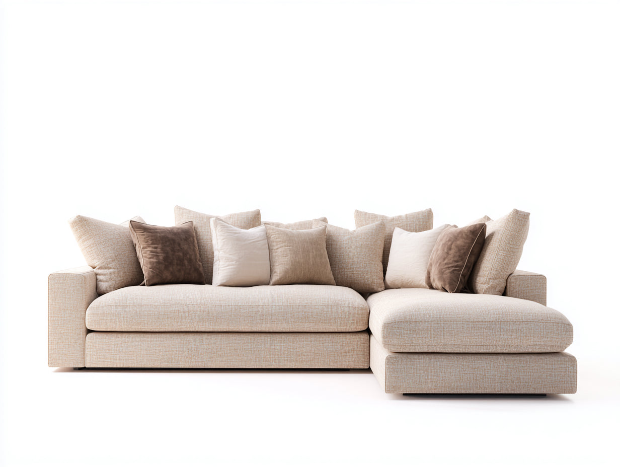 Sofás de esquina tela 280x180x85 cm beige para salón estilo moderno