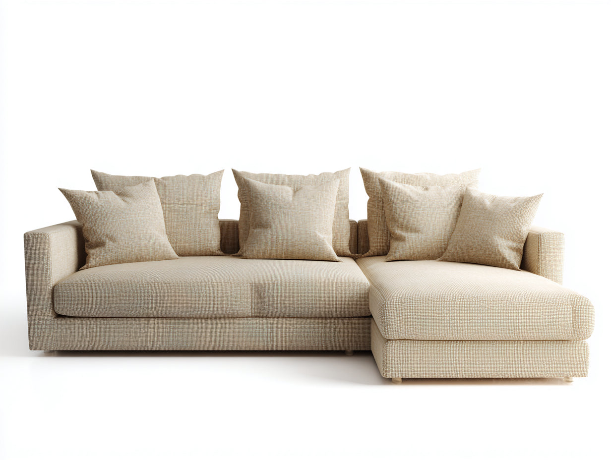 Sofás de esquina tela 275x175x82 cm beige para salón estilo moderno
