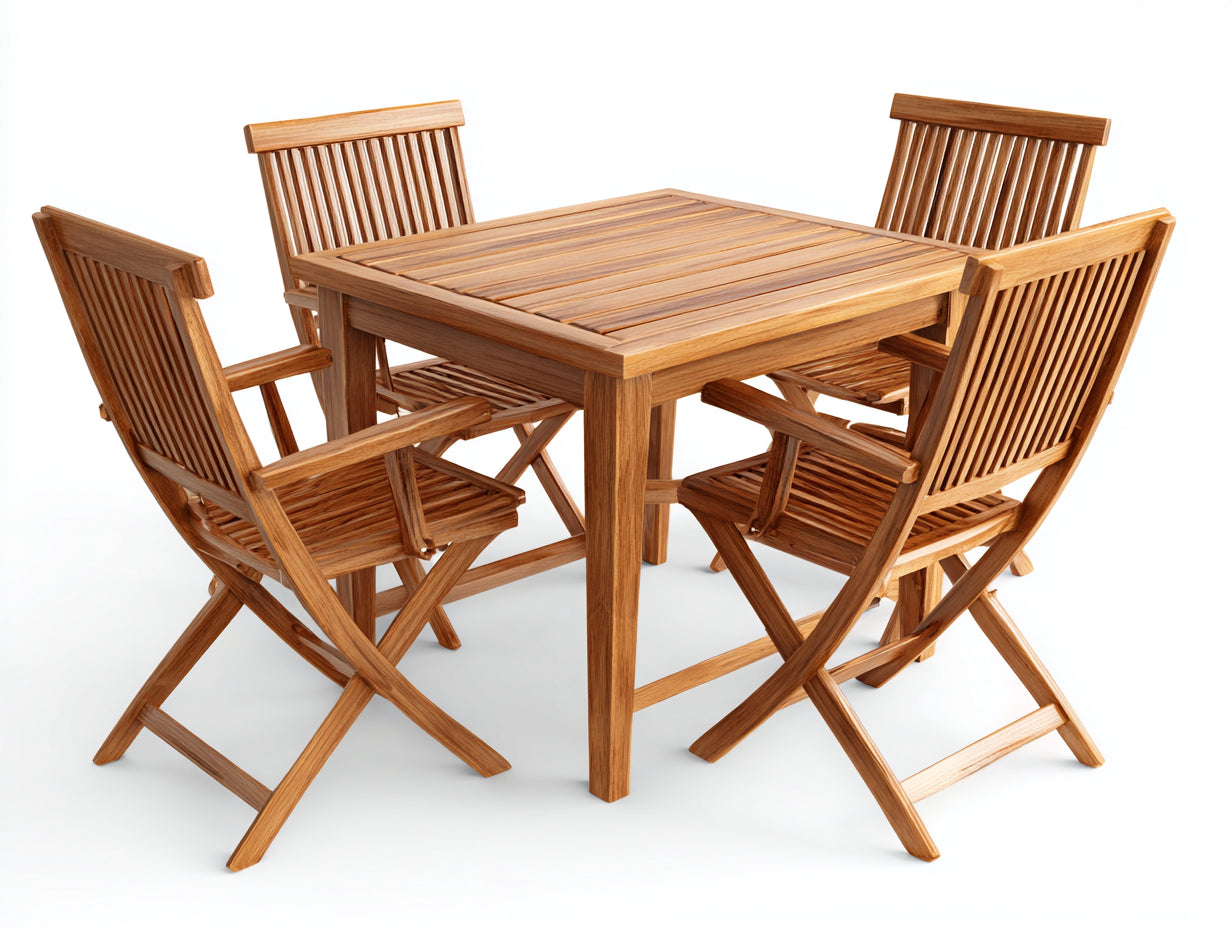 Conjuntos de comedor de jardín de madera 120x120x75 cm - marrón - estilo clásico