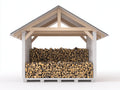 Leñero de jardín de madera y metal 240x90x220 cm - blanco-madera natural-gris - estilo rústico