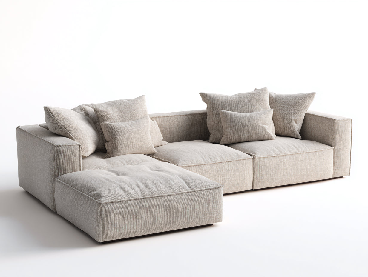Sofás de esquina de tela 285x175x78 cm - beige - para salón diseño moderno