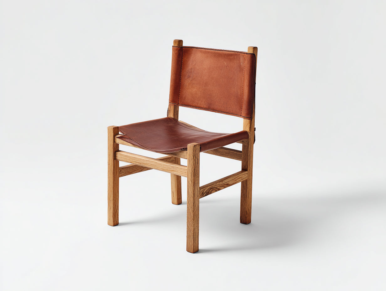 Sillas de comedor madera maciza y efecto cuero 47x52x78 cm marrón-natural para interior estilo rústico