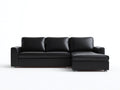 Sofás de esquina cuero sintético 240x160x82 cm negro diseño moderno