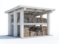 Leñero de jardín de madera 240x80x180 cm - blanco - para exterior diseño rústico
