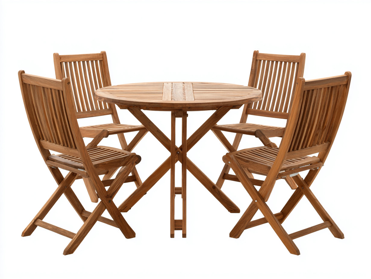 Conjuntos de comedor de jardín de madera plegable 110x110x75 cm - marrón - estilo clásico