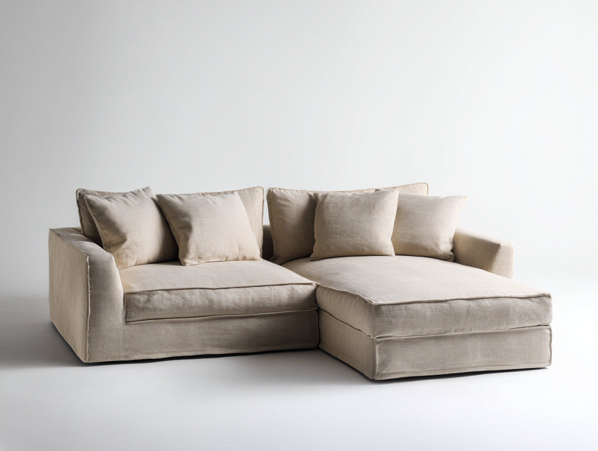 Sofás de esquina de tela 240x160x78 cm - beige - estilo moderno