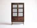 Vitrinas madera y vidrio 90x40x180 cm marrón para salón estilo clásico