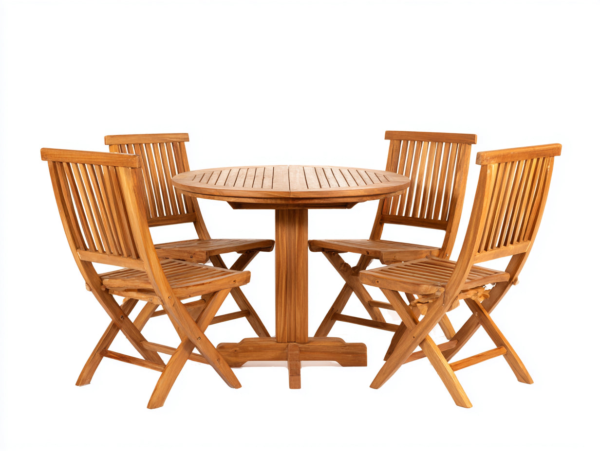 Conjuntos de comedor de jardín madera 120x120x75 cm natural diseño redondo plegable