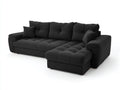 Sofás de esquina de tela 285x185x85 cm - negro con chaise longue - diseño moderno acolchado para salón