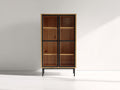 Vitrinas madera metal y vidrio 90x38x145 cm marrón-negro diseño industrial contemporáneo