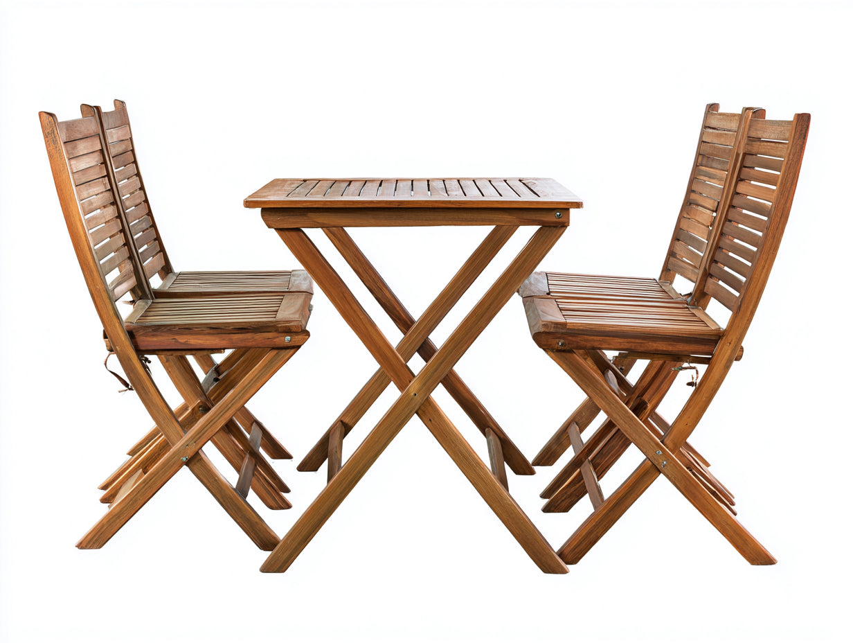 Conjuntos de comedor de jardín de madera plegable 120x75x75 cm - marrón - estilo clásico