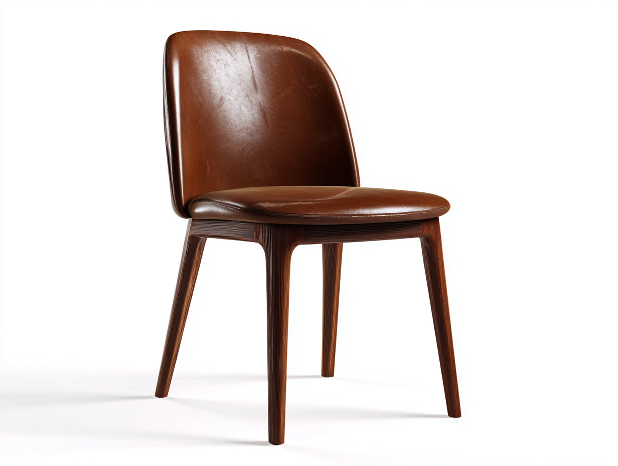 Sillas de comedor de cuero sintético 50x56x83 cm - marrón con patas de madera oscura - diseño moderno