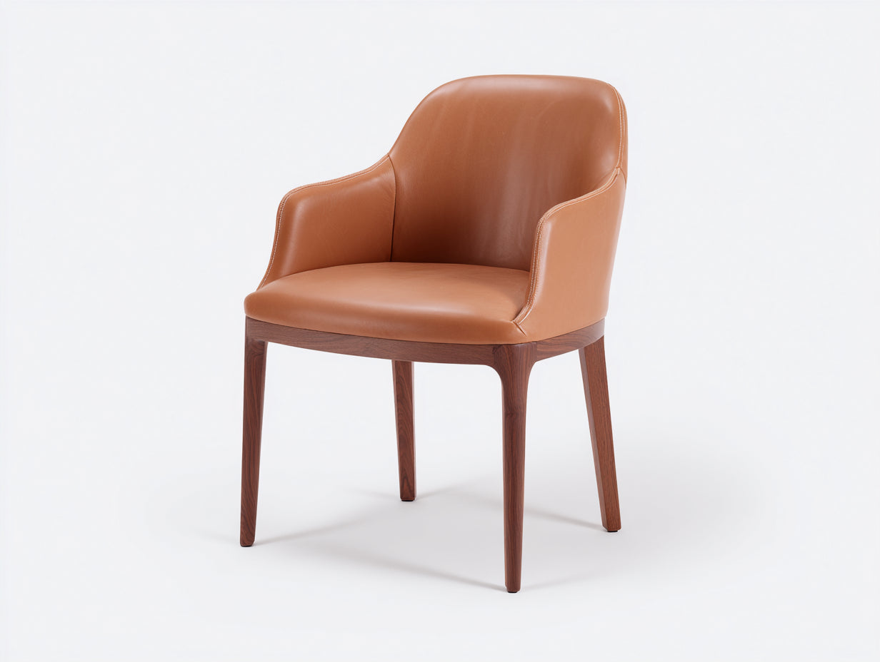 Sillas de comedor madera y cuero 58x56x82 cm marrón diseño con reposabrazos