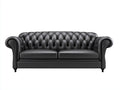 Sofás lineales piel sintética 220x90x78 cm negro para salón estilo Chesterfield