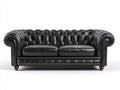 Sofás lineales piel sintética 230x92x78 cm negro para salón estilo Chesterfield