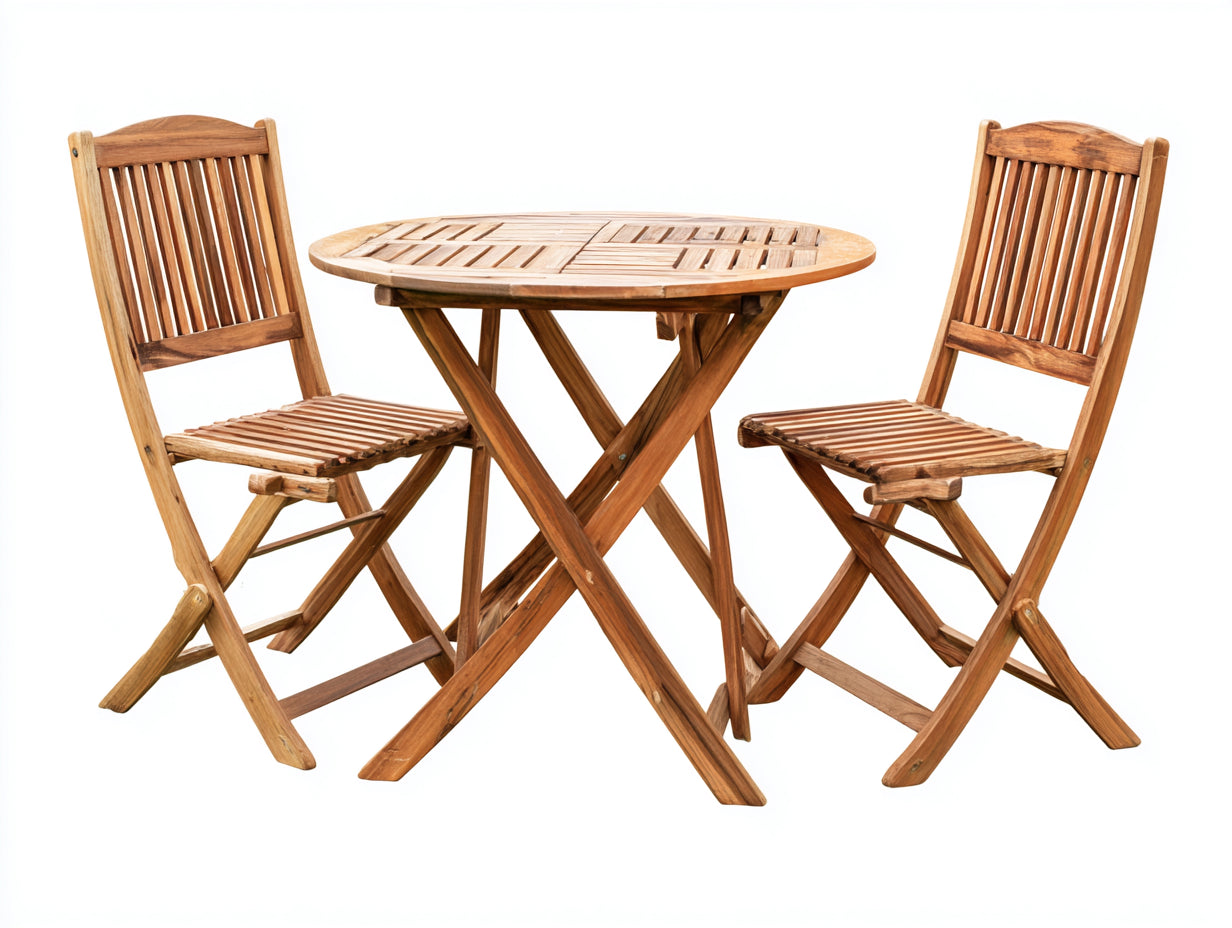 Conjuntos de comedor de jardín de madera 80x80x75 cm - natural - para exterior diseño plegable