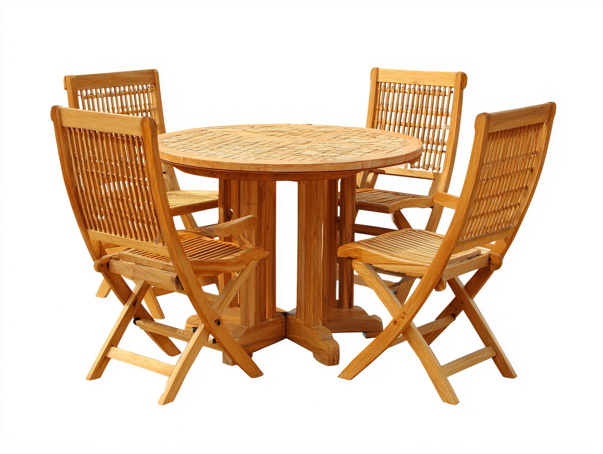 Conjuntos de comedor de jardín madera plegable 115x115x75 cm natural para exterior estilo clásico