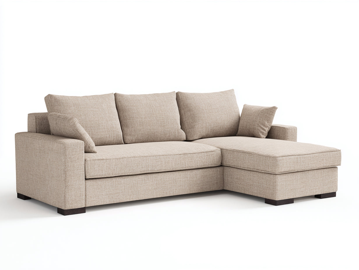 Sofás de esquina de tela 250x165x78 cm - beige - estilo moderno