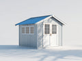 Casetas de jardín madera 220x180x220 cm gris-blanco-azul diseño con ventanas y techo inclinado