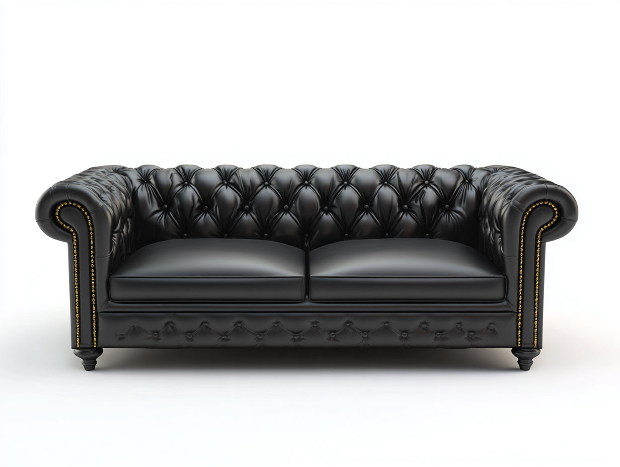 Sofás lineales tapizados 210x90x76 cm - negro-dorado - para salón diseño clásico
