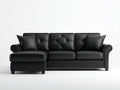 Sofás de esquina de piel sintética 250x160x85 cm - negro - estilo clásico