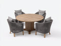Conjuntos de comedor de jardín madera y cuerda 130x130x75 cm - natural-gris - para exterior diseño moderno