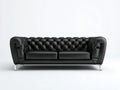 Sofás lineales de piel sintética 215x85x78 cm - negro-plata - estilo clásico