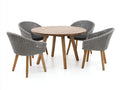 Conjuntos de comedor de jardín ratán y madera 110x110x75 cm gris-marrón diseño redondo