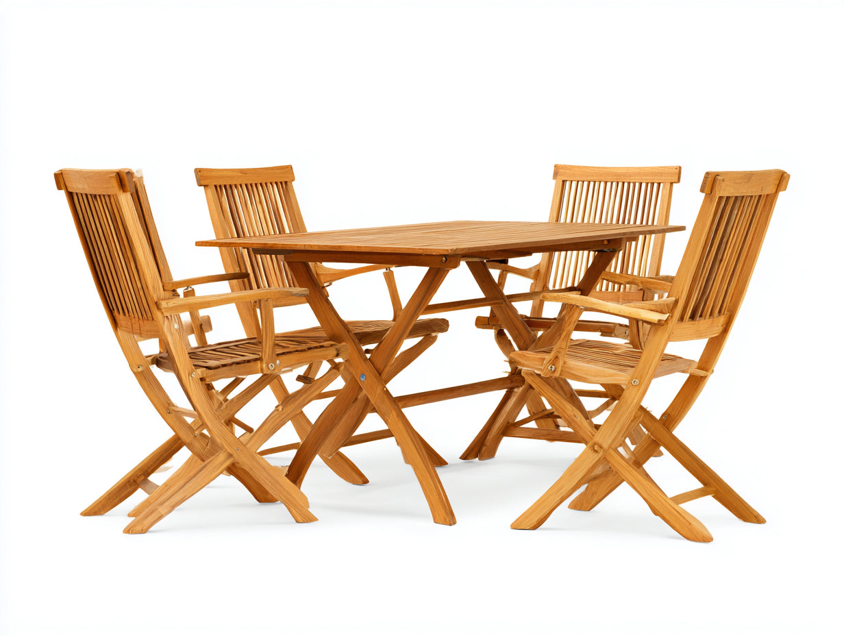 Conjuntos de comedor de jardín madera 140x80x75 cm natural diseño plegable