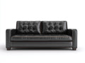 Sofás lineales de cuero sintético 205x85x84 cm - negro con respaldo capitoné - diseño clásico para salón