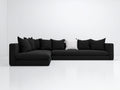 Sofás de esquina tela 300x180x82 cm negro para salón estilo moderno