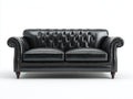 Sofás lineales cuero 200x90x85 cm negro diseño capitoné clásico