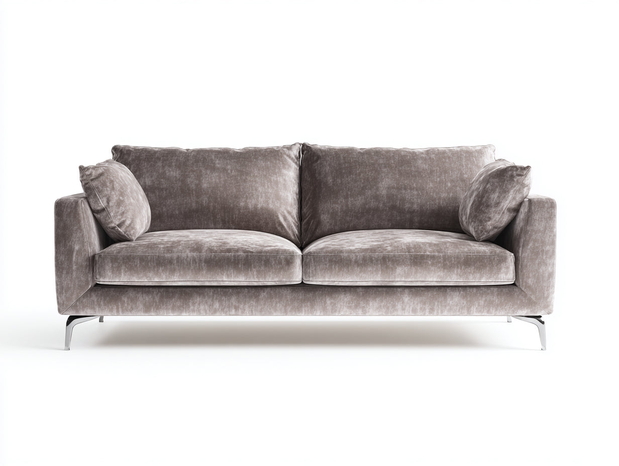 Sofás lineales terciopelo 220x88x82 cm gris para salón estilo moderno