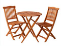 Conjuntos de comedor de jardín de madera 70x70x74 cm - marrón natural con 2 sillas plegables - diseño compacto para exterior