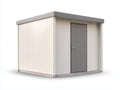 Casetas de jardín metal 300x240x230 cm blanco-gris con puerta abatible estilo moderno