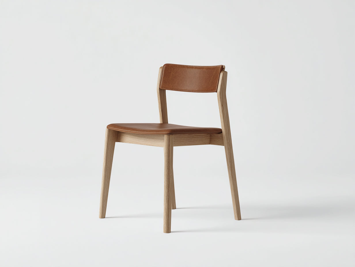 Sillas de comedor madera y efecto cuero 48x52x80 cm marrón-natural para interior estilo nórdico