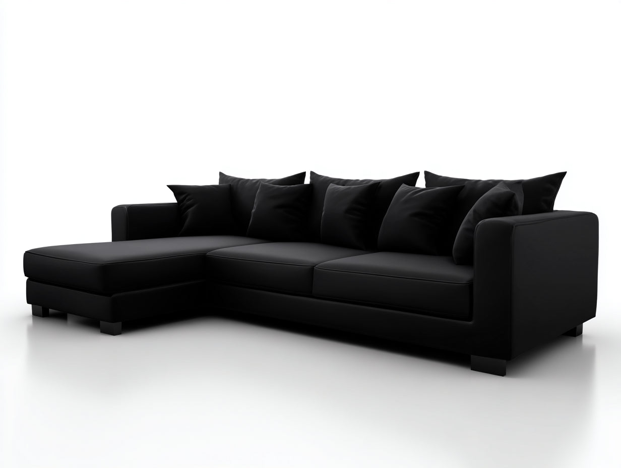 Sofás de esquina tapizados 260x170x82 cm - negro - para salón diseño moderno