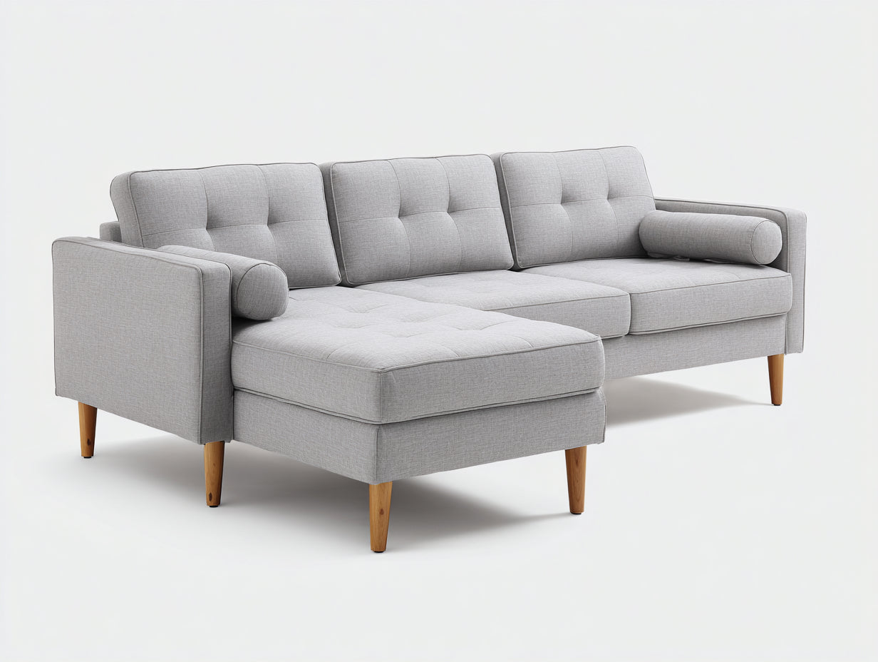 Sofás de esquina tela 232x152x84 cm gris estilo moderno