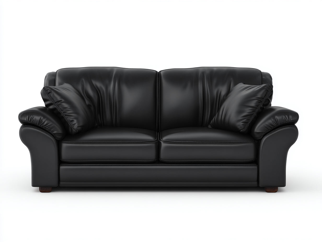 Sofás lineales cuero 180x85x80 cm negro diseño acolchado moderno
