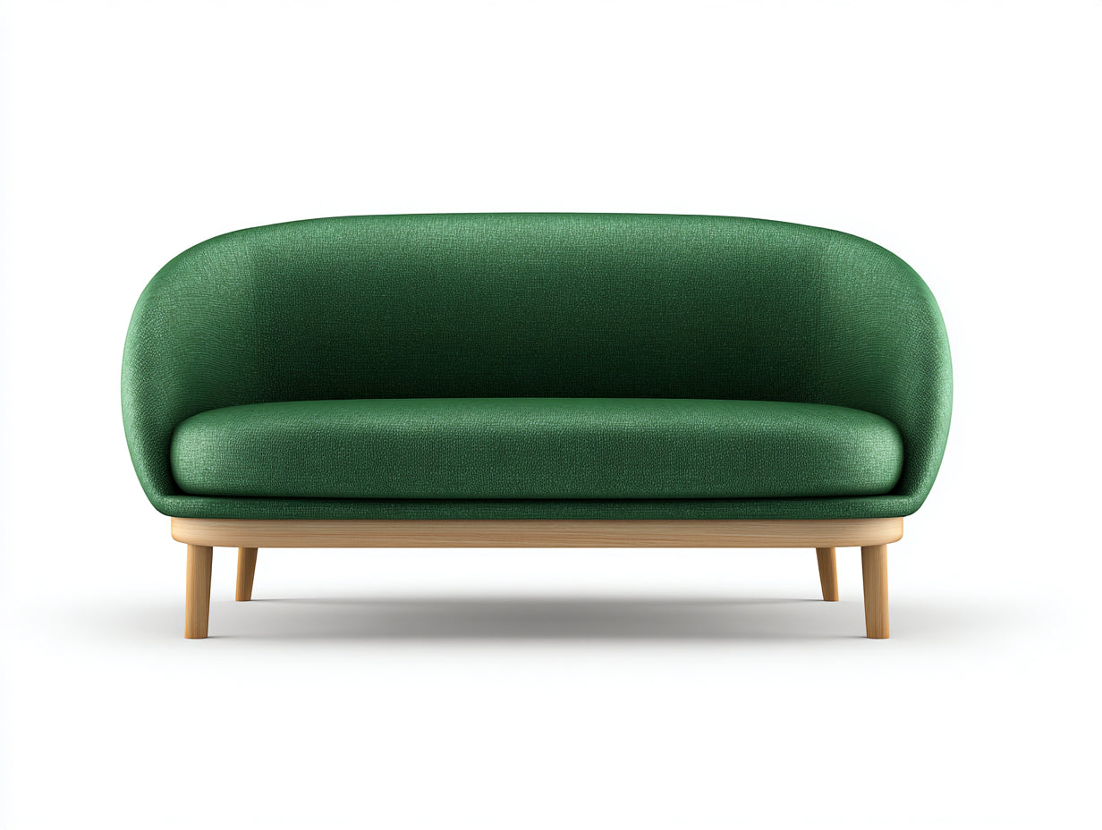 Sofás lineales de tela 180x75x78 cm - verde-madera natural - estilo moderno
