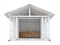 Leñero de jardín de madera 270x110x215 cm - blanco-madera natural - estilo rústico