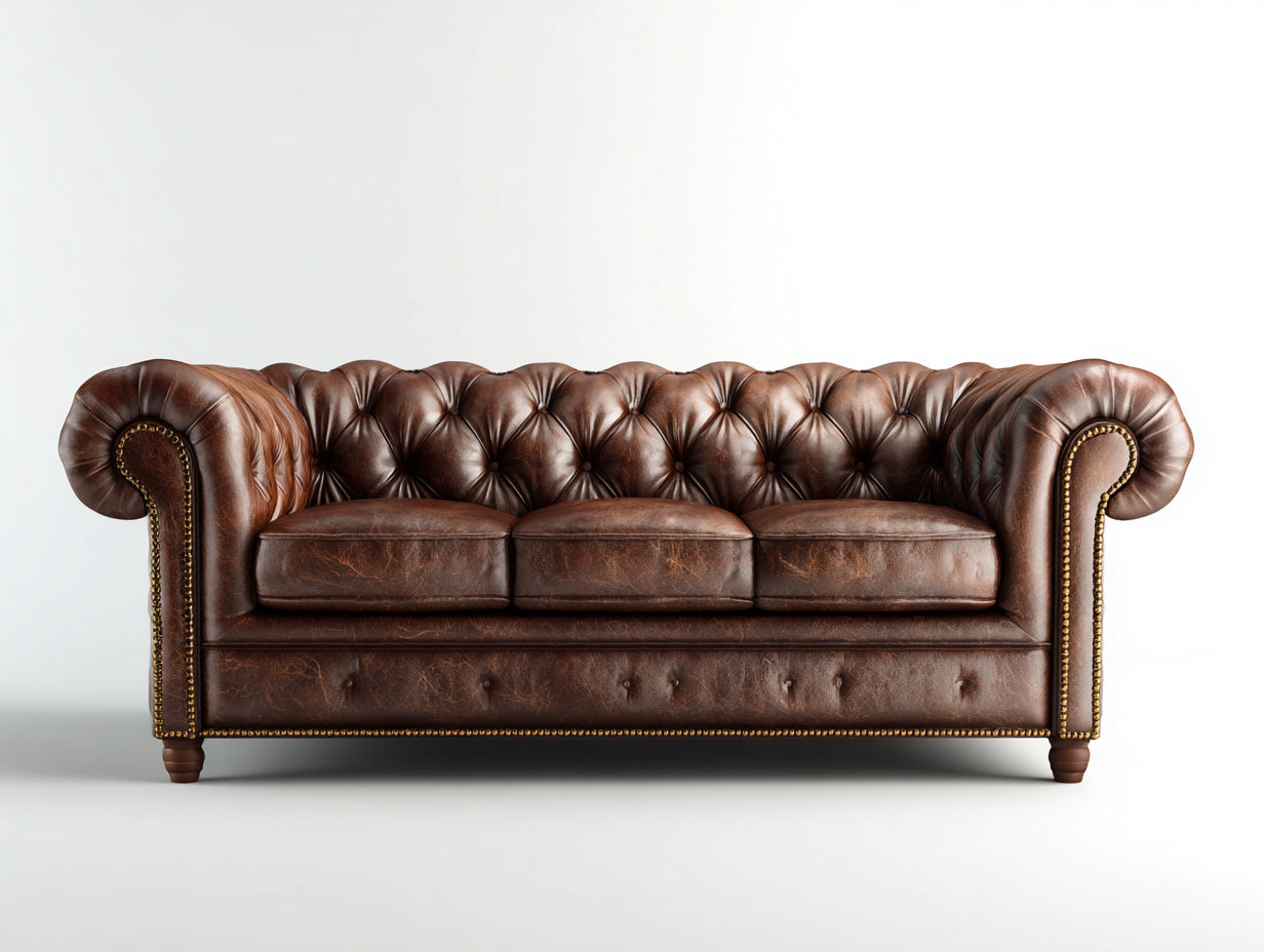 Sofás lineales tapizados 220x90x78 cm - marrón-dorado - para salón diseño clásico