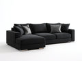 Sofás de esquina de tela 275x170x82 cm - negro-gris - para salón diseño moderno