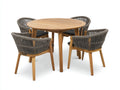 Conjuntos de comedor de jardín de madera y cuerda 120x120x75 cm - madera natural-gris oscuro - estilo moderno