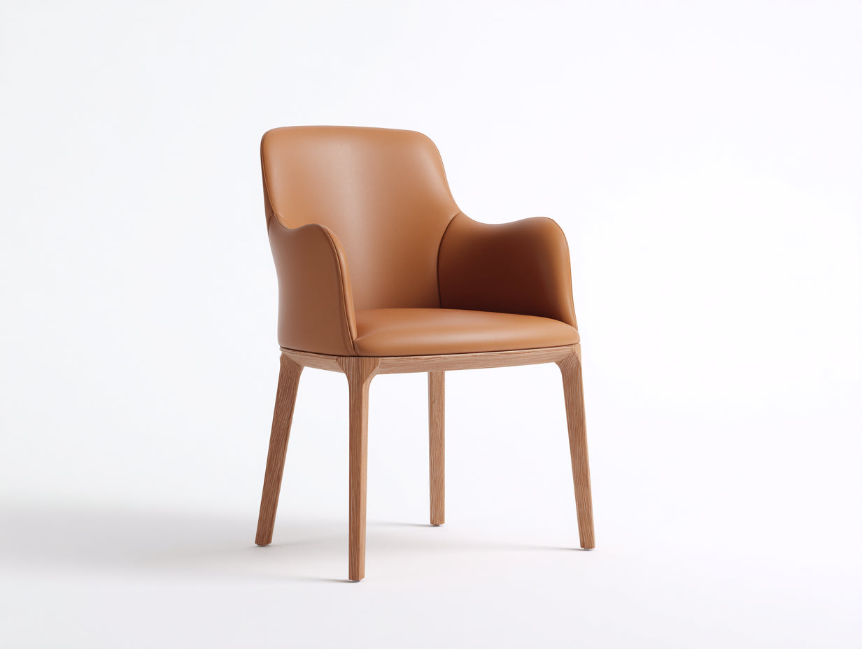 Sillas de comedor tapizadas con reposabrazos 58x57x82 cm marrón-natural para interior estilo moderno